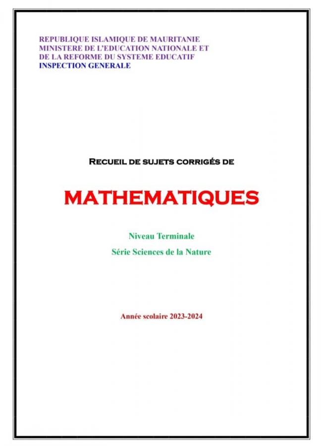 MATHEMATIQUES  Niveau Terminale  Série Sciences de la Nature
